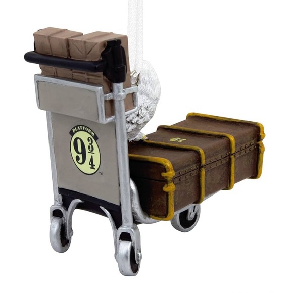 Hallmark Harry Potter Luggage Trolley Cart with Hedwig Christmas Ornament - Picture 3 of 5